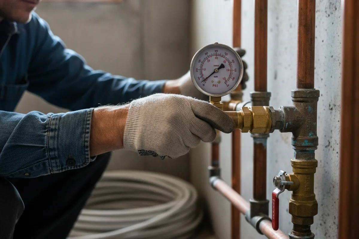Pressure testing a repaired line during Water Line Repair in Dansville